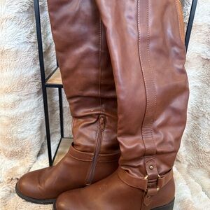 Womens Brown Leather Knee-High Boots